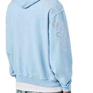 Sweat à capuche personnalisé streetwear délavé au soleil avec rivets et strass pour homme, qualité élégante avec service OEM - Product Image 3