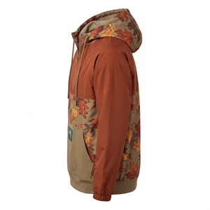 Men's Camo Windbreaker Jacket Autumn Leaf Quarter Zip Anorak Hooded Micro-Ripstop Polyester Embroidered Patch Wholesale - Product Image 5