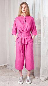 Summer New Elegant Tie Dye <b>Long</b> Maxi <b>linen</b> <b>Dress</b> Collection Loose Fitted Stylish <b>linen</b> <b>dress</b> For Woman with pant - Product Image 4