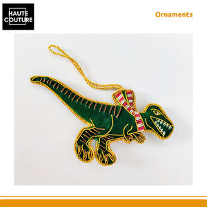 Wide Product Range Best in Supplying Top-Quality Hand Embroidered 14cms Wide Festive Hanging Ornament - Dinosaur with <b>Scarf</b> - Product Image 5