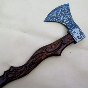 Hacha de acero de Damasco de fábrica de cubiertos OEM ODM personalizada al por mayor para cortar mango de madera duradero y al aire libre de grado industrial - Product Image 5