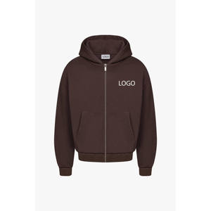 Mens Solid Brown Custom Logo <b>Full</b> <b>Zip</b> <b>Hoodie</b> and Matching Jogger Sweatpants Tracksuit Trackstar OEM Private Label - Product Image 5