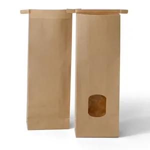 Xs <b>Tin</b> Tie Block Bottom Bags Pla Window 7.5X4.5X24Cm Kraft Sealed Snack Sacks For Household Products - 500 pcs/carton - Product Image 2