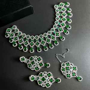 Alta calidad multicolor Kundan plata oxidada collar pendientes conjunto Nueva joyería de moda para mujeres India Pakistán para bodas - Product Image 3