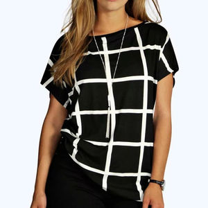 المرأة قصيرة الأكمام جولة الرقبة خطوط المتضخم تي شيرت الرسم تي شيرت فضفاضة عارضة قمصان مخصصة فارغة النساء تي شيرت زائد الحجم - Product Image 1