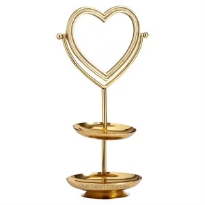 Cổ Điển Trang Trí Vàng Màu Kim Loại Trang Sức Tổ Chức Với Hình Trái Tim Gương Đối Với Phụ Nữ Đồ Trang Sức Và Trang Điểm Đứng - Product Image 1