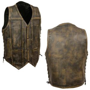Nouveau gilet de motard en cuir véritable de couleur personnalisée à la mode pour hommes, taille plus, sans manches, respirant, vêtements d'extérieur - Product Image 3