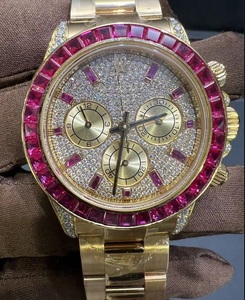 Montre en diamant VVS LAB, or, entièrement sertie de diamants, mouvement automatique, montre suisse, 42 mm, montre entièrement en diamant rose - Product Image 1