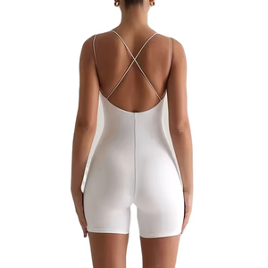 Nuevo logotipo personalizado Yoga deportes manga cremallera mono mamelucos una pieza mujeres Mono para unisex Color blanco personalizado - Product Image 2