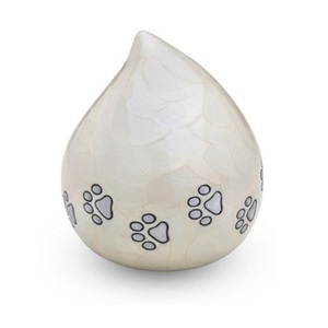 White Pearl Pet Teardrop Aluminio Cremación Urna para cenizas - Product Image 1