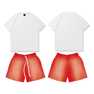 Ensemble 2 pièces d'été en coton décontracté pour hommes unisexe T-shirt et short en coton respirant et lavé Style Streetwear - Product Image 6
