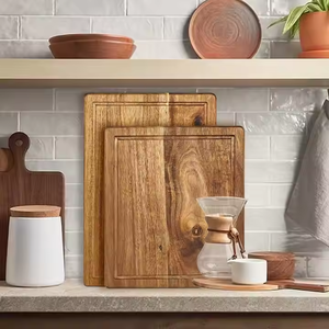 Planche à découper en bois d'acacia en gros, ustensiles de cuisine avec gouttière à jus, durable, lavable au lave-vaisselle, artisanat Saniya - Product Image 2