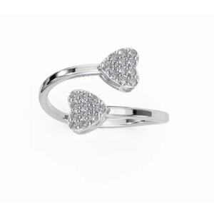 Anillo Premium de Oro con Diamantes Redondos de 0.183 Ct, Diseño Reina de Corazones con Llamas Gemelas, 9 KT, 14 KT, 18 KT, Venta al Por Mayor, Proveedor OEM - Product Image 1