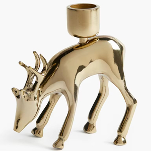 Bougeoir en laiton élégant en forme de cerf Décor d'accent de table au design animal fantaisiste - Product Image 1
