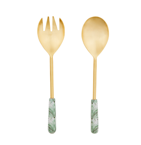 Cuchara para Ensalada de Latón Hecha a Mano, Producto para el Cuidado de la Salud, Cuchara para Servir con Mango de Resina, Juego de Vajilla, Utensilios de Cocina - Product Image 1