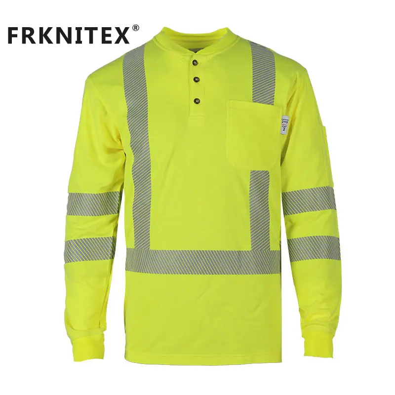 FRKNITEX 100% Cotton Electrician Workwear Hi Vis Flame Retardant Industry Work Shirt