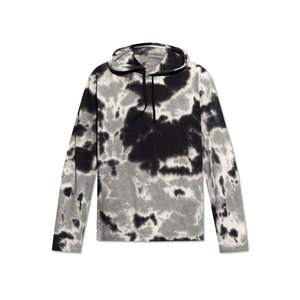 <b>Men's</b> <b>Tie</b>-Dye Hooded Sweatshirt Regular Fit Knitted Casual Autumn Style Long Sleeve <b>Black</b> White Pattern - Product Image 1