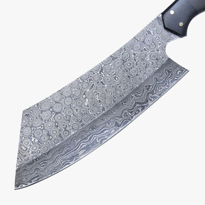 Couteau de cuisine Chef avec lame en acier Damas et manche en bois, pour droitier, passe au lave-vaisselle, finition hautement polie - Product Image 6
