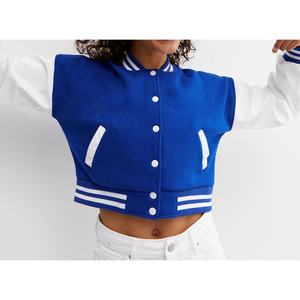 แจ็กเก็ตเบสบอลแขนยาวสำหรับผู้หญิงเสื้อแจ็คเก็ตหนังตัวสั้นปักโลโก้ได้ตามต้องการ - Product Image 4
