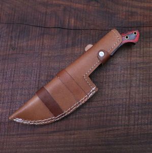 Couteaux de traqueur extérieurs de camping de dureté élevée faits à la main de lame fixe droite de Damas avec la gaine en cuir - Product Image 5