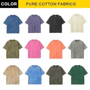 Camiseta de Hip Hop negra de calle alta con logotipo personalizado para hombre, lavado ácido de gran tamaño, Vintage, secado rápido, 100% algodón orgánico tejido para Fitness - Product Image 6