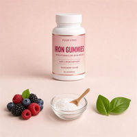 Gummies au fer pour femmes avec vitamines C, B6, B12, folate, saveur fruits rouges mélangés, 60 gummies, marque privée OEM