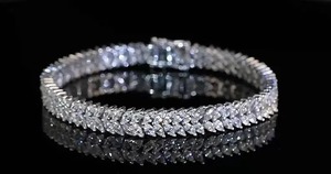 Moissanite pulsera cadena doble fila diamante pulsera Marquesa en forma de Moissanite tenis pulsera aniversario cumpleaños regalo ella - Product Image 6