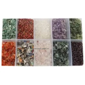 Perles de pierre de cristal, différentes pierres dans une boîte, Amazonite, jaspe rouge, cristal, améthyste, Jade vert, Quartz Rose, cornaline rouge