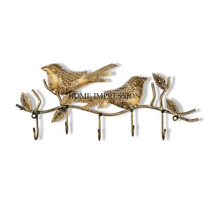 ตะขอและไม้แขวนเสื้อเคลือบอลูมิเนียมเคลือบสีทองดีไซน์เนอร์นกแฟนซีที่ดูน่าดึงดูดสำหรับแขวนสิ่งของจากอินเดีย - Product Image 1