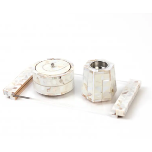 Meilleur brûleur d'encens Mubkhara écologique fait à la main, incrusté de nacre arabe religieuse, décoration d'intérieur, motif de feuille - Product Image 3