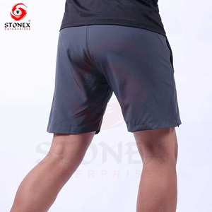 Pantalones cortos deportivos para hombre personalizados al por mayor, de punto, de lona, de secado rápido, transpirables, para entrenamiento - Product Image 4
