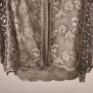 Triveers Cardigan de plage d'été pour femme, col en V, manches chauve-souris, tricoté, dentelle florale brodée, ajouré, 2026 - Product Image 3