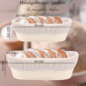 Bannetons ขนาด10นิ้วอุปกรณ์อบขนมและอบทำจากหวายไม่ได้ฟอกขนาด25x15x8ซม. - Product Image 4