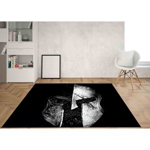 Tapis Spartan Helmet : Molon Labe, tapis de couloir noir moderne, tapis fin non tissé - Product Image 4