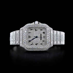 Reloj de Hip Hop mecánico de lujo para hombre personalizable blanco completo VVS Moissanite Diamond pantalla analógica estilo deportivo antiguo New Age - Product Image 1