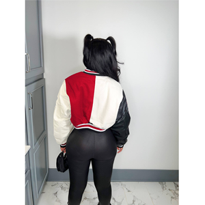 Vestes de baseball noires d'automne à logo personnalisé pour femmes manteaux à bulles à manches longues et à carreaux pour femmes vestes bombardier universitaires bleues pour femmes - Product Image 5