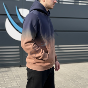 เสื้อฮู้ดผู้ชายทรงโอเวอร์ไซส์ผ้าฟลีซผ้าฟลีซซีดจางแนวสตรีทแวร์ผ้าฝ้าย100% ออกแบบได้ตามต้องการ - Product Image 5