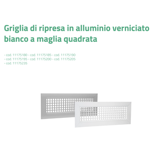 Rejilla de entrada de aire cuadrada de aluminio pintada de blanco Tecnosystemi para sistemas de aire acondicionado - Product Image 2