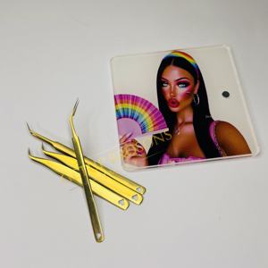 GETUP BROSONS IMPEX Pince à épiler en acier inoxydable pour extensions de cils, kit de tuiles pour cils, antistatique, à dents/lisse/serré - Product Image 4