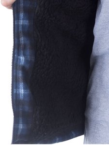 Vestes en flanelle pour hommes de haute qualité Big Tall Zip Winter Poches Hoodie Solid Pattern Fleece Shirt Jacket - Product Image 4