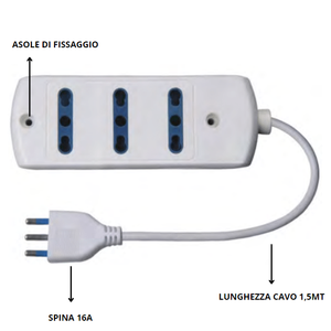 Ecova điện Dải điện đa ổ cắm 3 đầu vào hai hóa trị 10/16A Công suất màu trắng - Product Image 5