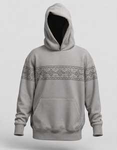 Sudadera con Capucha de Forro Polar con Patrón Nórdico Premium, Sudadera Unisex de Invierno con Diseño Fair Isle, Sudadera con Capucha Gruesa con Jacquard de Copos de Nieve - Product Image 1