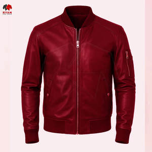 เสื้อแจ็คเก็ตหนังผู้ชาย สีพื้น หนังแท้ ดีไซน์โดดเด่น ไซส์ใหญ่ ผู้ผลิต OEM ODM - Product Image 3