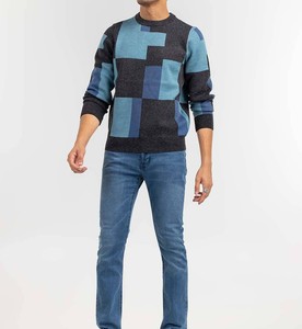 Pull décontracté à col rond et à manches longues pour homme, pull en tricot à imprimé graphique et lettres pour l'automne et l'hiver à prix réduit. - Product Image 3