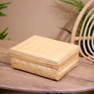 Caja de almacenamiento grande de bambú, cajas de contenedores naturales ecológicas para regalo de Navidad, regalos de festivales de vacaciones - Product Image 1