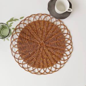 Handmade Vintage <b>Rattan</b> Flower <b>Placemat</b> Eco-Friendly Woven Design for Home Kitchen Table Mat - Product Image 2
