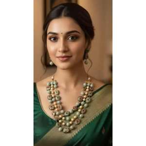 Collar de Cuentas Antiguas Mala, Joyería India, Conjunto Largo con Cuentas de Vidrio de Alta Calidad, Multicolores, Hecho a Mano, Producto al por Mayor - Product Image 2