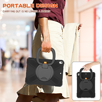Étui de tablette robuste et portable, résistant aux chocs, avec béquille rotative, 7 pouces, PC+TPU, 0,3 kg, pour iPad