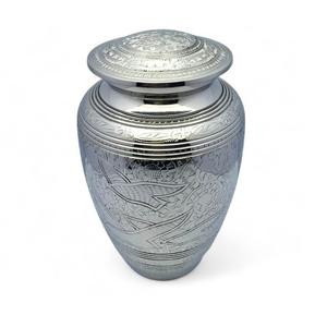 Silver Cremation Engraved Urn <b>for</b> Human <b>Ashes</b> Silver Cremation <b>for</b> Adult <b>Ashes</b> Decorative Urns Holds Upto 200lbs - Product Image 1