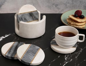 Premium Round Free Stone <b>Coasters</b> with Holder For Office Restaurant Hotel Home at Reasonable Price - Product Image 4